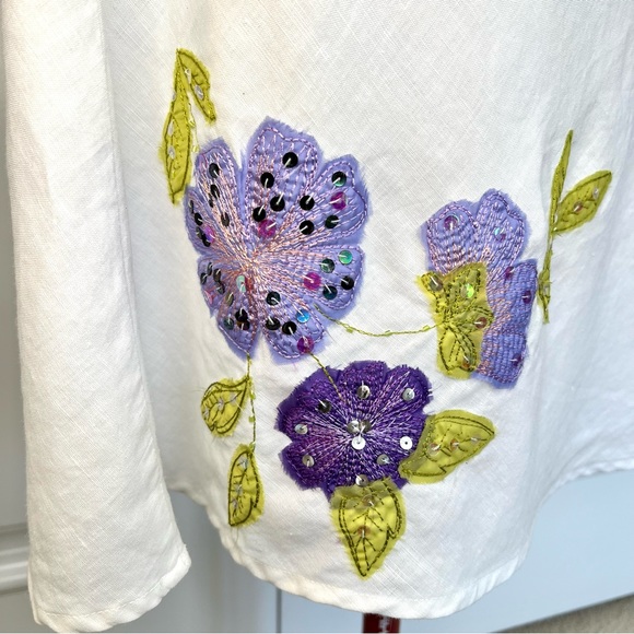 EUC Vintage Edward Linen embroidered skirt size 8 - Picture 6 of 16